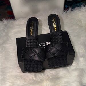 Fashion Nova Elegant Black Braided Heels size 7.5 New Condition